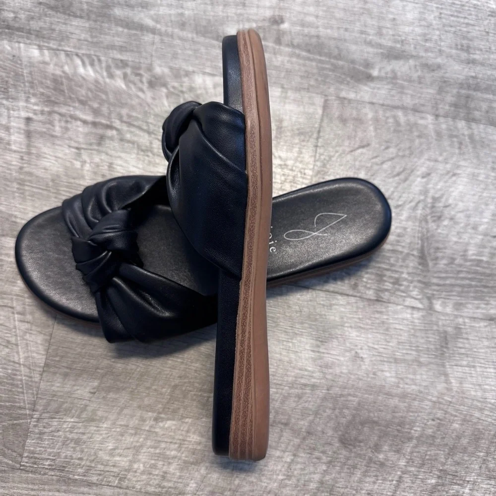 Joie Cecilia Knotted Slip On Sandal Black Leather Womens Sz. 7